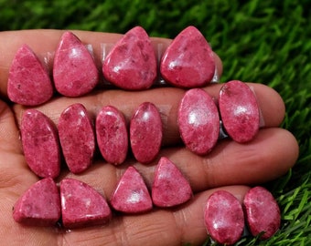RARE Norwegian Thulite Cabochon Strawberries and Cream Pink Stone Pendant Stone Freeform Triangle Designer Cabochon Natural Stone Cabochon