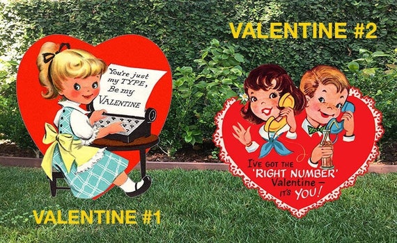 Vintage Valentines Props Old Fashion Valentines Yard Display Retro  Valentines Cards 