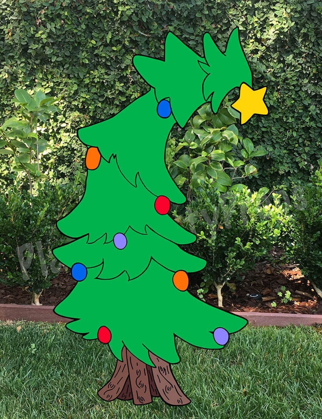 Christmas Tree Cartoon Yard Art Who Cartoon Tree - Etsy