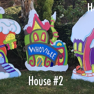 ONE (1) Cartoon Village House  - Christmas Holiday yard decor