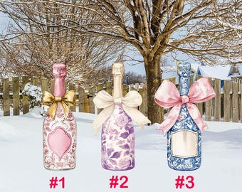 Champagne bottle prop, Holiday Champagne bottle decor, Valentine Easter bottle yard decor, Fancy customizable champagne bottle prop