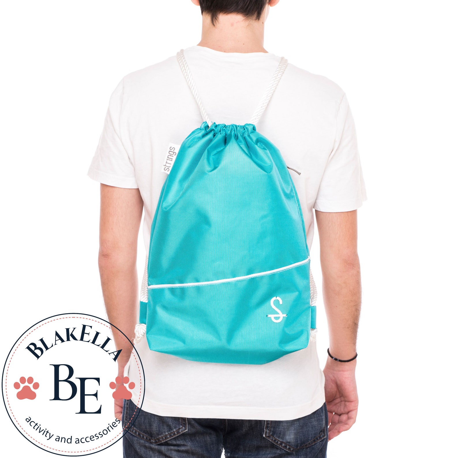 Strings gymbag gym bag backpack carbon fiber turquoise Etsy