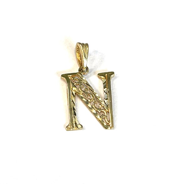 14K Yellow Gold Alphabet Letter F Charm Pendant .8