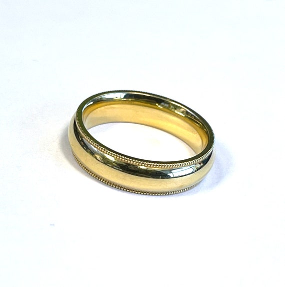 6mm 18kt Yellow Gold Mens Milgrain Wedding Band Si