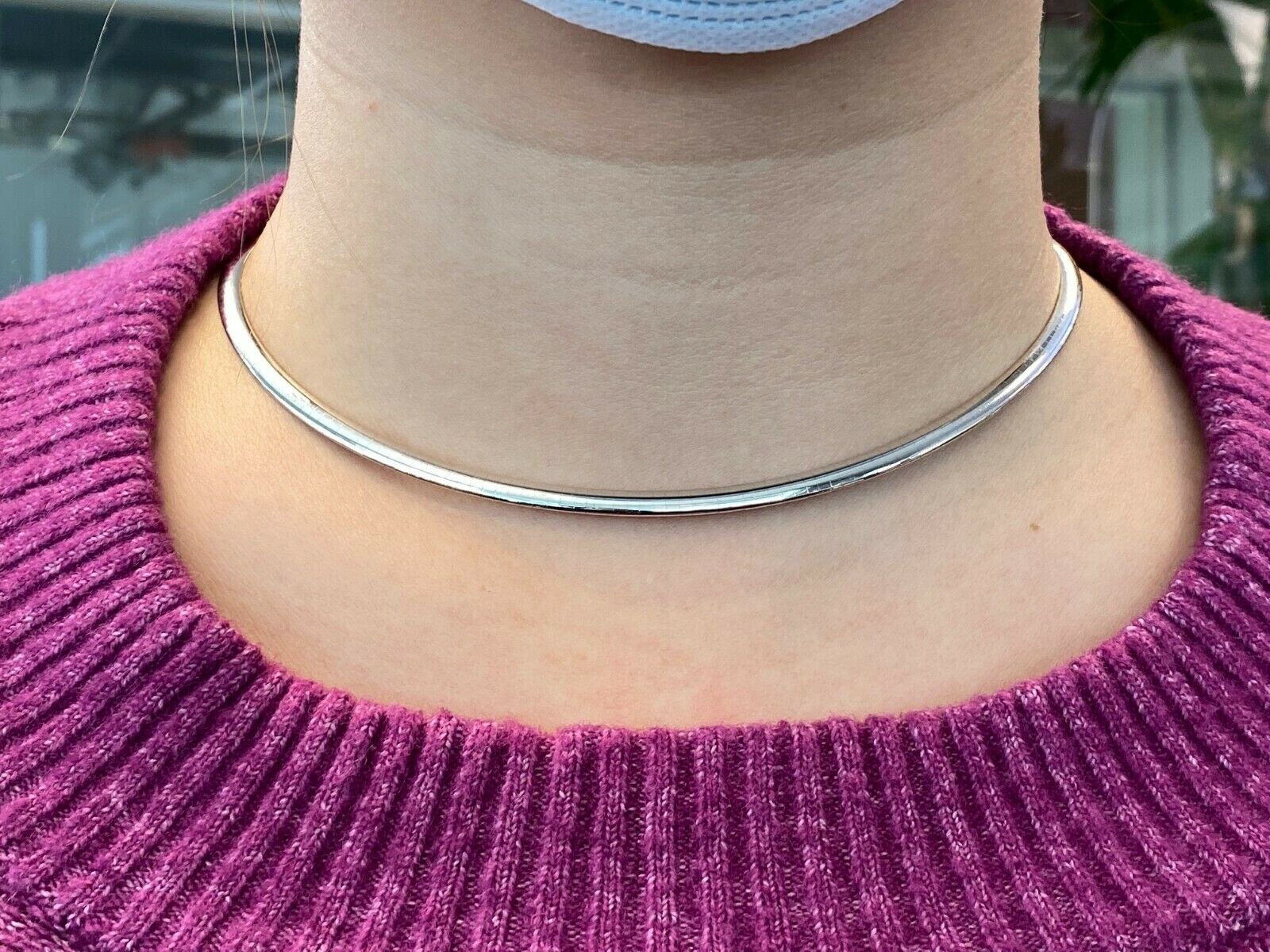 14K White Gold 4mm Omega Style Chain Choker Necklace 14.78gr Etsy UK