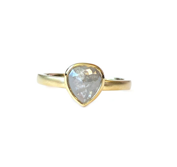 0.96ct Salt & Pepper Rose Cut Pear Shaped Diamond