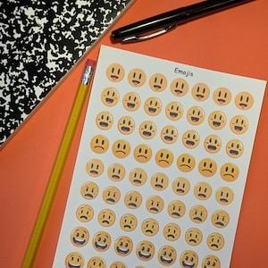 Emoji Face Mini Sticker Sheet Kiss Cut \ 63 Mini Stickers