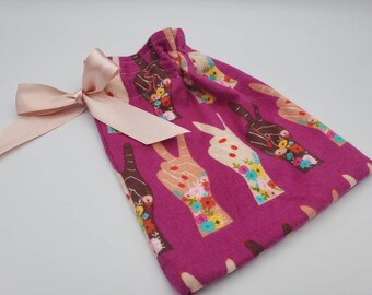 Gift bags reusable washable handmade eco-friendly friends feminist peace fabric paws pet Christmas holiday galentine