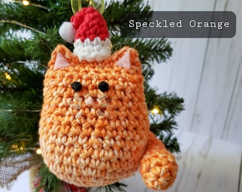 Christmas Kitties Kitty Cat Ornament Tree Santa Hat Black Calico Greige Brown Orange Gift