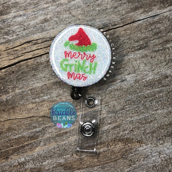 Merry Grinchmas Badge Reel, Retractable ID Holder, Christmas Badge
