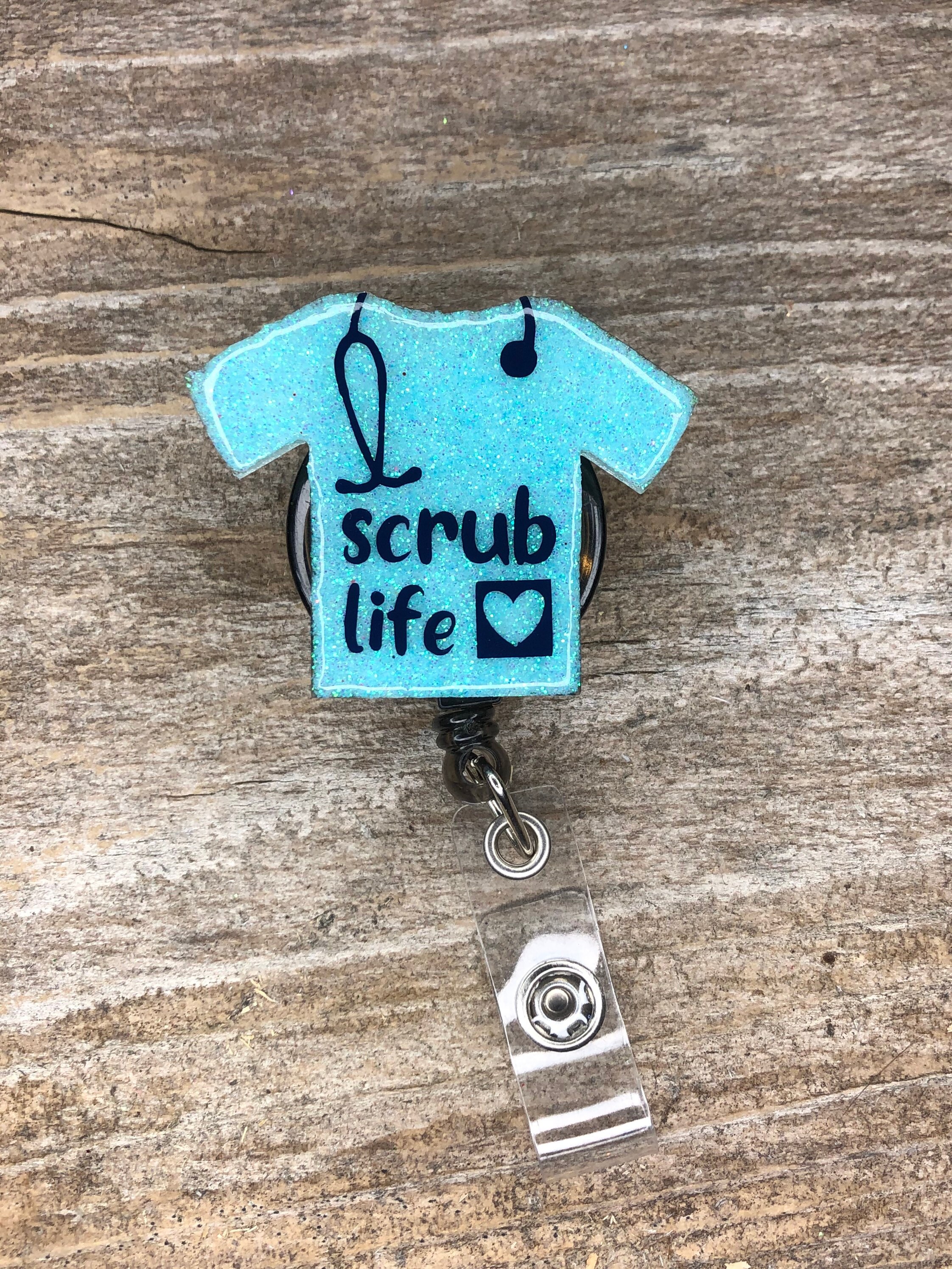 Scrub Top Badge Reel Glitter Badge Reel Topper PSW Badge Etsy UK