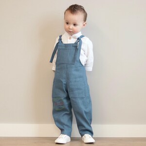 Boys linen dungarees online