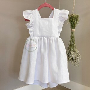 Girls white pinafore store