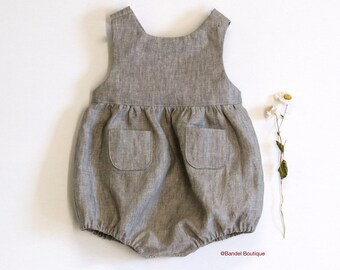 sage green baby romper