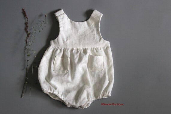 white linen romper baby