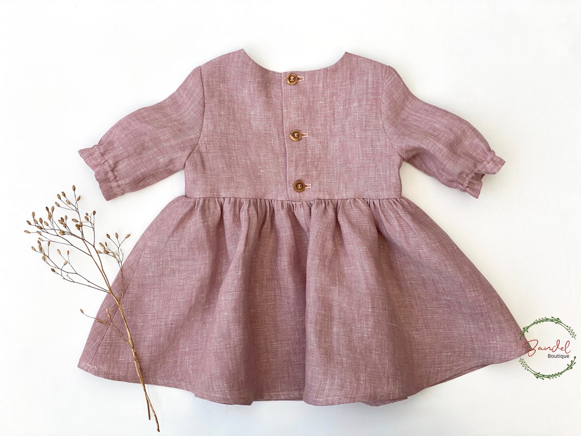 Linen Baby Dress Old Rose Linen Dress Toddler Linen Dress Etsy