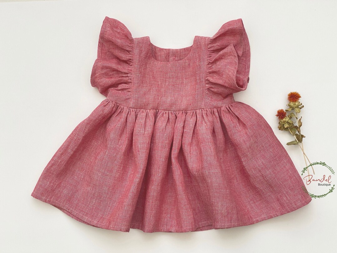 Red Linen Dress Baby Girl Linen Summer Dress Red Baby Girl Etsy