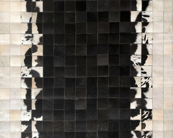 Cola, Ivory & Beige : Hand patched and Hand stitched Cowhide Rug -JERSEY