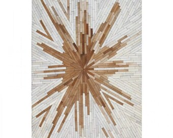IVORY BROWN : Hand patched and Hand stitched Cowhide Rug