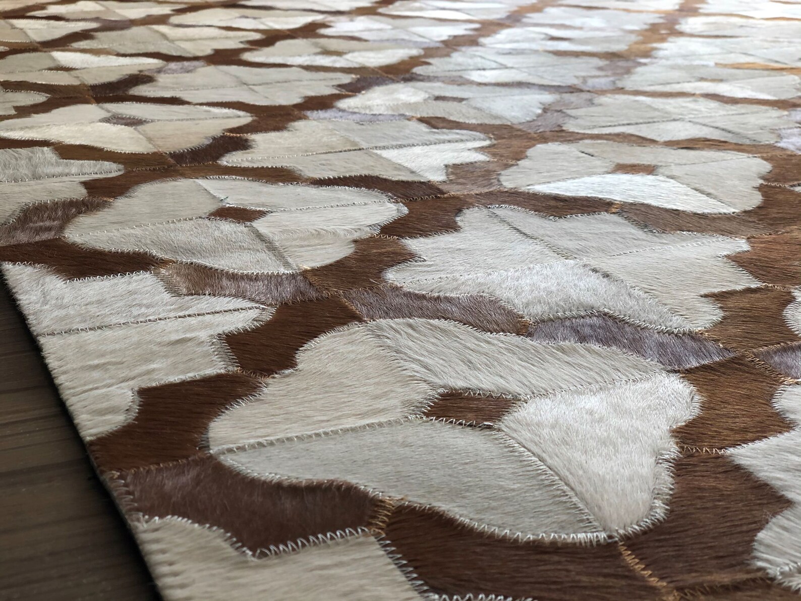 Brown and White: Hand Patched and Hand Stitched Cowhide Rug - Etsy