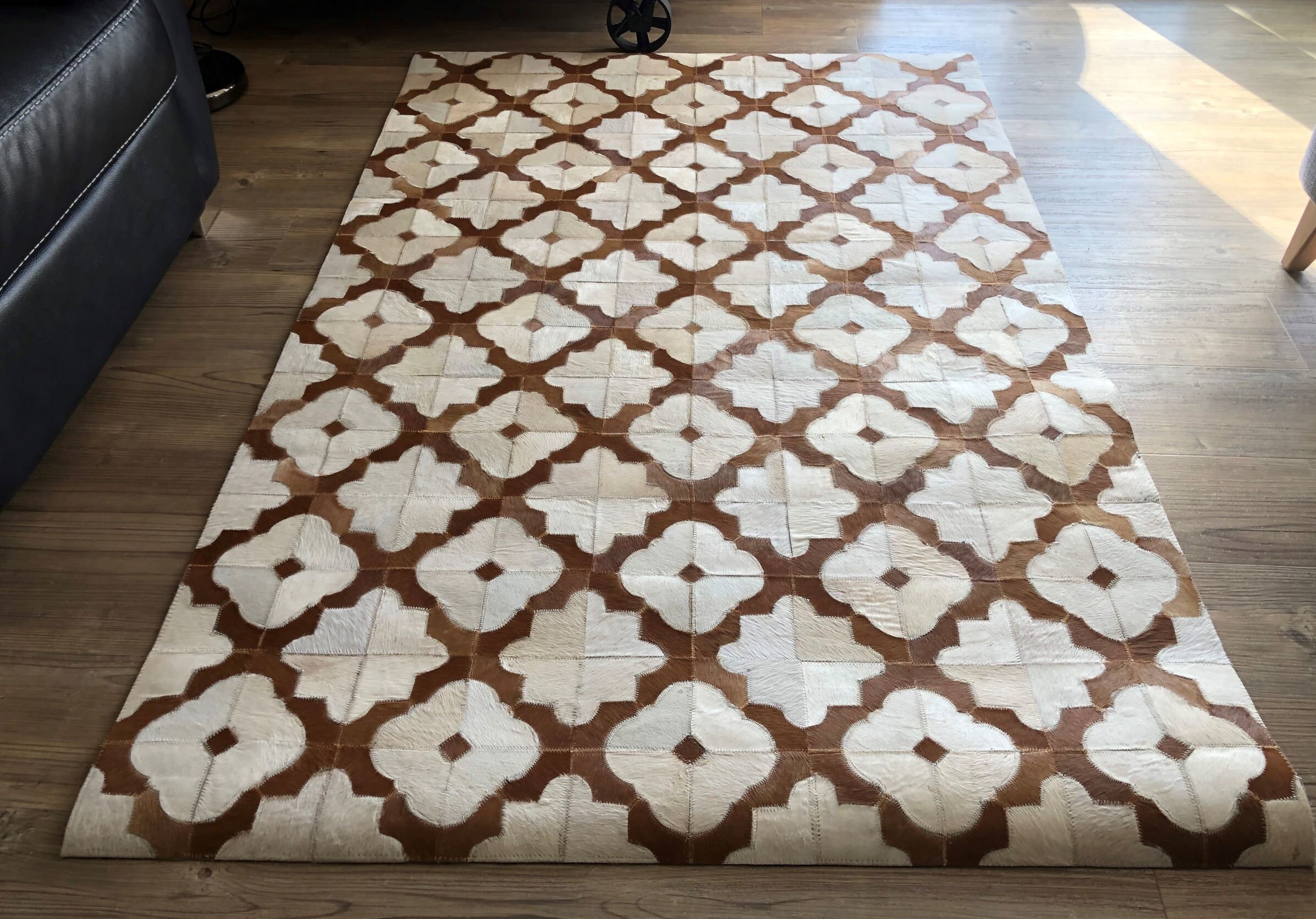 Brown and White: Hand Patched and Hand Stitched Cowhide Rug - Etsy