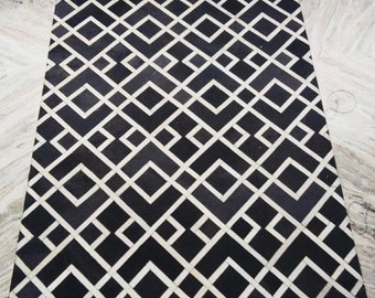Black & White : Hand patched and Hand stitched Cowhide Rug