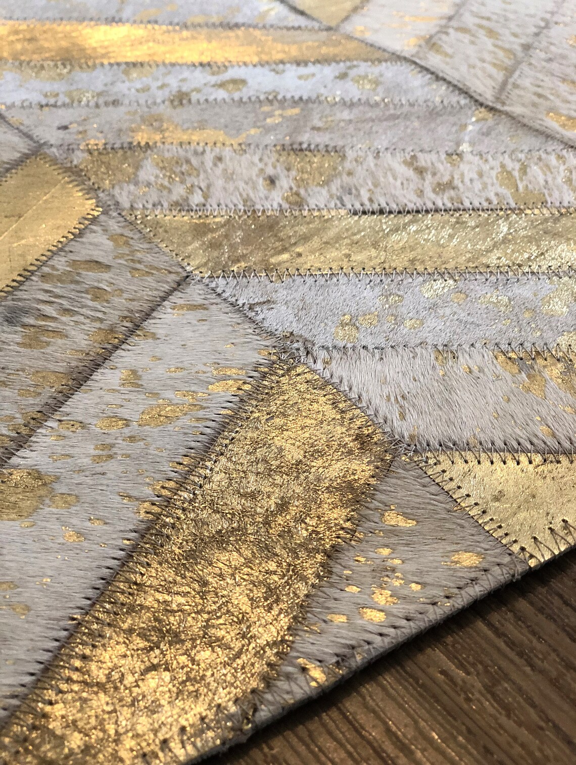 Golden: Hand Patched and Hand Stitched Cowhide Rug - Etsy
