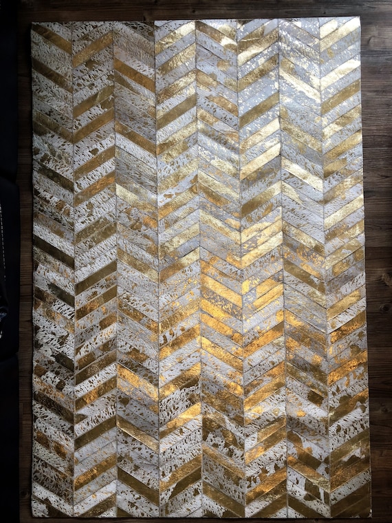 Cowhide Gold Chevron Cowhide Gold Chevron