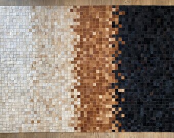 Accent Brown : Hand patched and Hand stitched Cowhide Rug