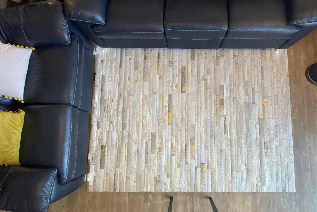 Gold Stripe : Hand Patched and Hand Stitched Cowhide Rug - Etsy