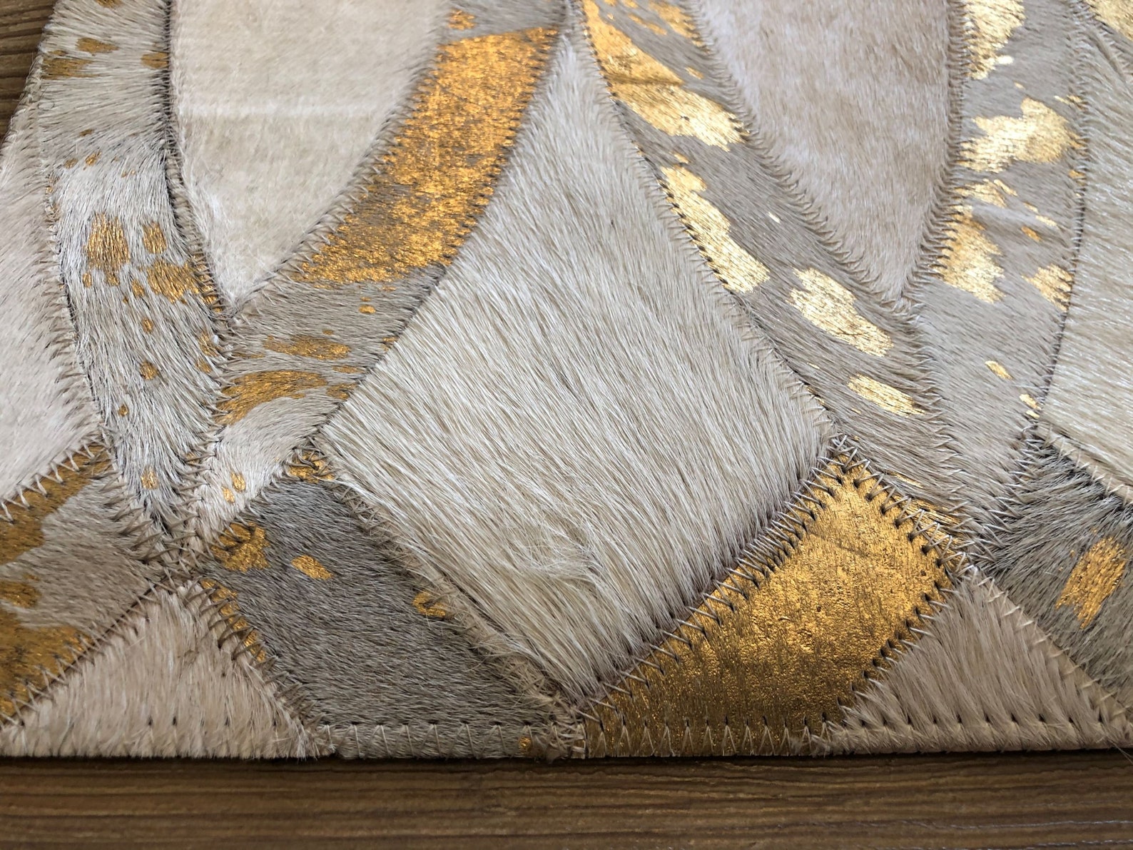 Golden and White: Hand Patched and Hand Stitched Cowhide Rug - Etsy