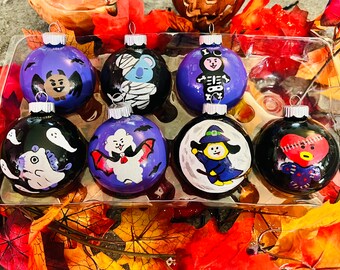 Halloween BT21 handgeschilderde glazen ornamentset (7 stuks)