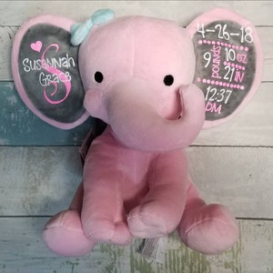 Personalized birth stat pink or blue elephant!