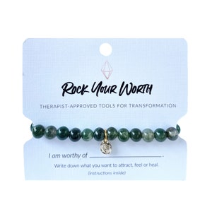 Little Luxury Green Moss Agate Bracelet, Healing and Abundance Bracelet, Bracelets for Mental Health, Crystals Bracelets, Healing Crystals