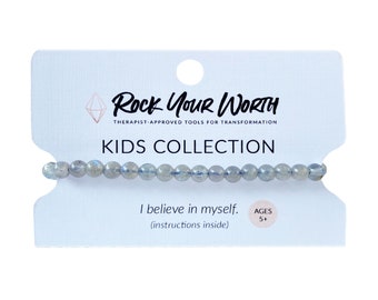 Labradorite Kids Bracelet "I Am Smart and Creative" Gemstone Bracelet, Labradorite For Kids