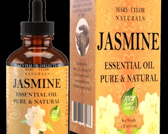 Premium Jasmine Essential Oil (1 oz) Amber Glass Bottles w/ Glass Dropper - for Aromatherapy and DIY Projects