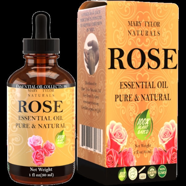 Premium Rose Essential Oil (1 oz) Therapeutic Grade – For Diffuser, Relieve Stress, Promote Relaxation