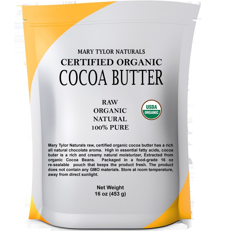 Certified Organic Cocoa Butter Raw, Nondeodorized, Rich in