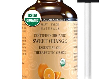 Organic Orange Essential Oil (4 oz) USDA Certified, Therapeutic Grade, Citrus Sinensis