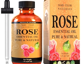 Premium Rose Essential Oil (1 oz) Amber Glass Bottles w/ Glass Dropper - for Aromatherapy and DIY Projects