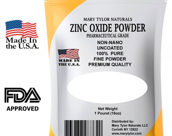 Zinc Oxide Powder 16 oz Made in the USA Non Nano, Uncoated ,100% Pure Powder Premium Quality Pharmaceutical Grade By Mary Tylor Naturals
