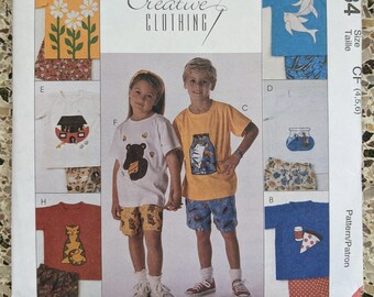 McCall's 8734 Vintage Sewing Pattern Children's and Girls' Skirt Shorts Craft Applique Shirts 90' 1990s