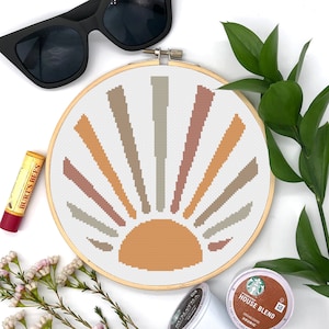 Sun Rays Cross Stitch PDF Pattern - Boho Abstract Art Digital Cross Stitch Pattern