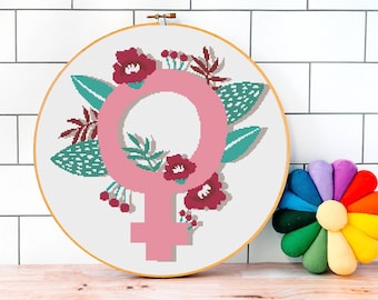 Girl Power Cross Stitch PDF Pattern - Feminist Digital Cross Stitch Pattern