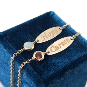 Baby ID Birthstone Bracelet in 14K Solid Gold, Gold Baby Bracelet, Newborn ID Bracelet, Gifts for Toddlers/Baby/Newborn