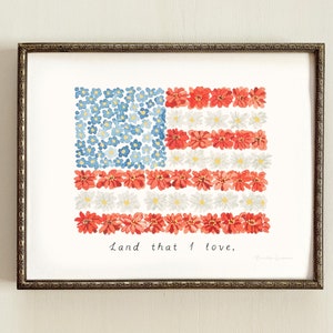 Land That I Love American Flag Wall Art, 4th of July Decor, United States Art Print, American Flag Art Print image 1