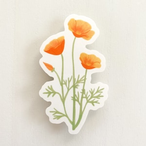 California State Flower Sticker, California State Flower, California Poppy Sticker, California Poppy Sticker, California Poppy image 1