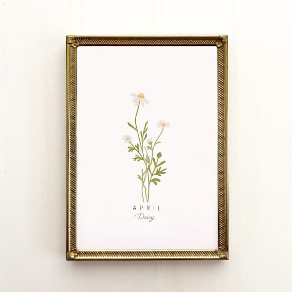 April Birth Flower Print, April Birth Month Flower, Daisy Flower, Daisy Print, Daisy Flower Art Print, Daisy Art