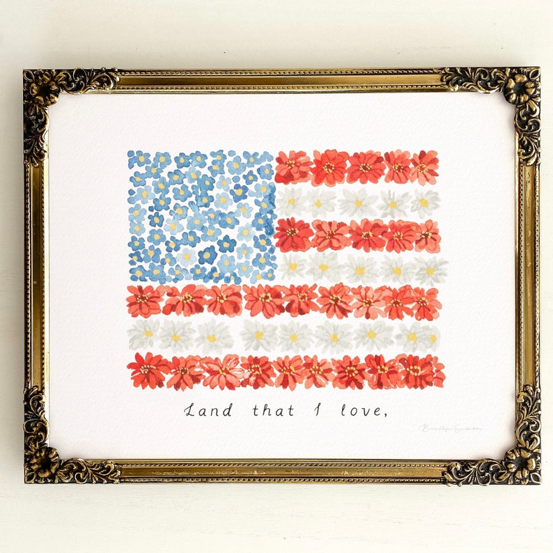 Land That I Love American Flag Wall Art, 4th of July Decor, United States Art Print, American Flag Art Print image 2