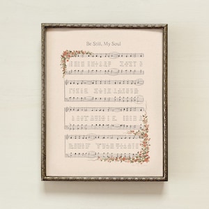 Be Still My Soul | Hymn Book Art, Sheet Music Art, Jesus Christ Art, Christian Art, Christian Wall Decor, Sheet Music Print, Hymn Art